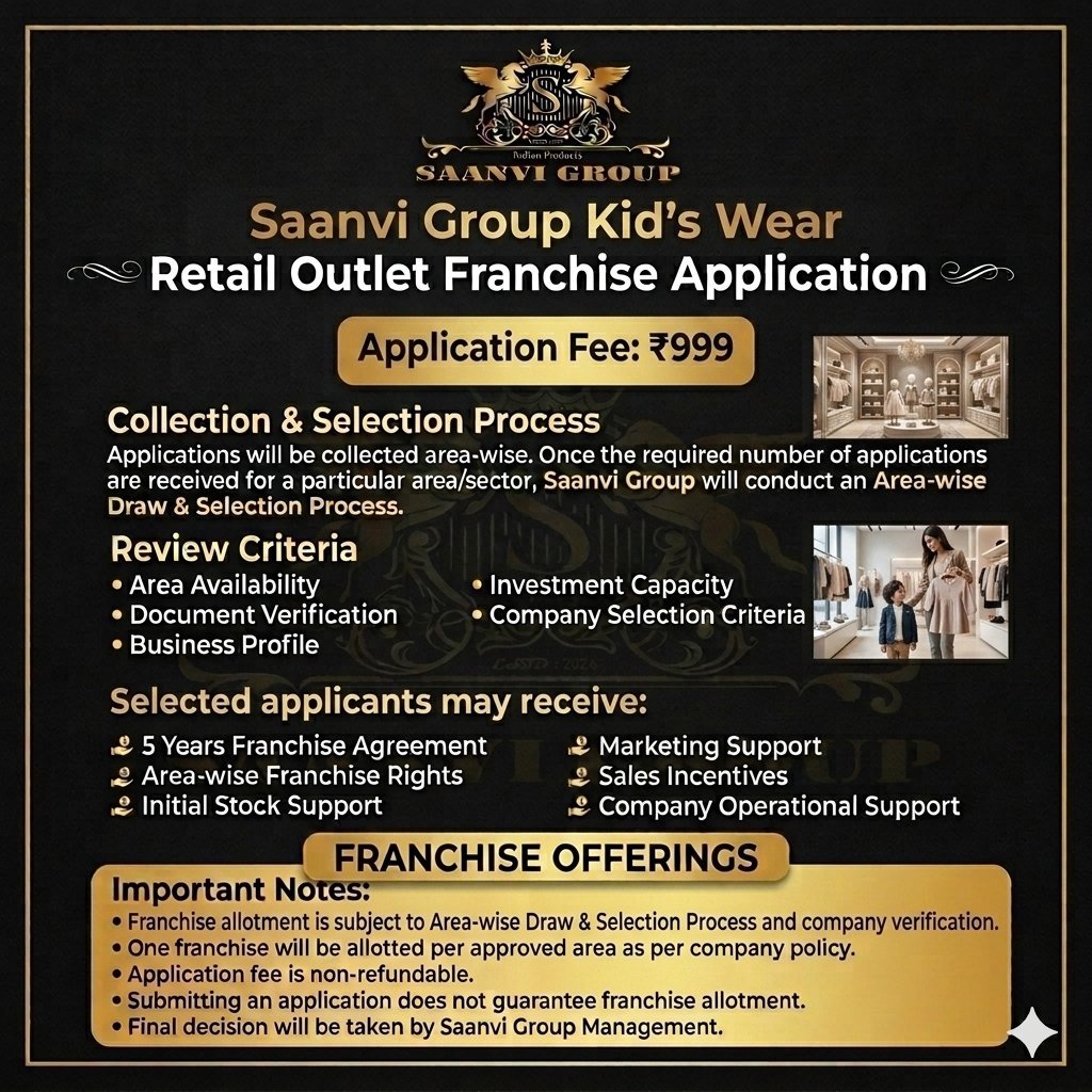 Saanvi Group Kids Wear Retail Outlet Franchise Application